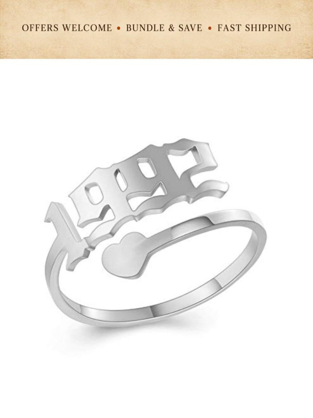 Open Year Ring Stainless Steel Adjustable Band for Women